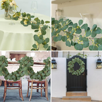 6.5 FT Pre-Lit Eucalyptus Garland with 100 LED Lights & 8 Modes, Lighted Garlands Greenery Wedding Indoor Outdoor, Christmas Garlands Decorations for Mantle Stairs Fireplace Window Wall Decor