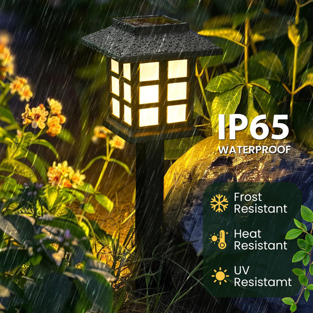 GIGALUMI Solar Outdoor Lights2 Pack LED Solar Lights Outdoor Waterproof Solar Walkway Lights Maintain 10 Hours of Lighting for Your Garden Landscape Path Yard Patio Driveway Plastic Black