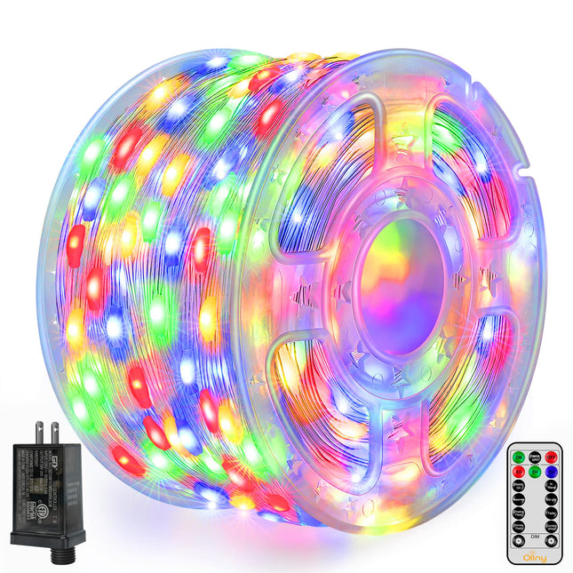 Ollny Christmas Lights Outdoor 600LED 197FT, Multicolor Christmas Tree Lights IP67 Waterproof, Plug in Fairy Lights with Remote 8 Modes Timer, Xmas Lights for Indoor House Holiday Decor