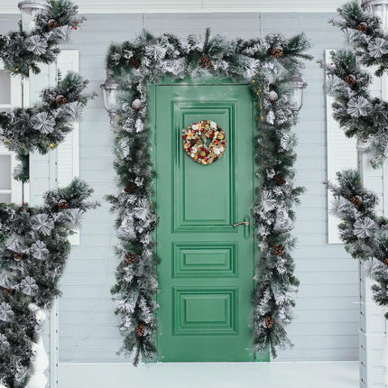 Chuangdi 3 Pcs Snow Flocked Christmas Garland, 18 Ft Snowy Christmas Cedar Garland, White Winter Frosted Holiday Pine Garland, Flocked Spruce Garland for Xmas Tree Stairs Fireplace Decor