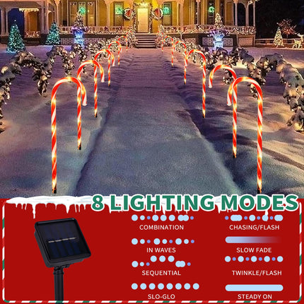 22" Candy Cane Lights Outdoor Pathway 2PK 12 PCS Candy Cane Christmas Decorations 8 Modes Solar Candy Cane Lights Total 15FT Christmas Pathway Lights Outdoor for Xmas Yard Garden Walkway Driveway