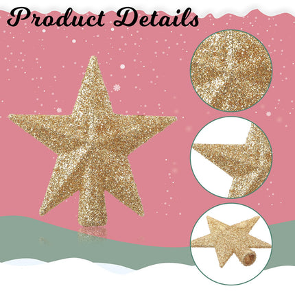 2 Pcs Mini Christmas Tree Topper, Small Tree Topper Glitter Stars Xmas Tree Topper Small Christmas Ornaments Christmas Star Treetop for Xmas Holiday Party Decor (2.4 Inch)