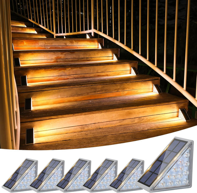 Volisun Solar Stair Lights 6 Pack, Solar Step Lights Outdoor Waterproof Ip67, Led Outdoor Step Lights, Solar Outdoor Lights Decor