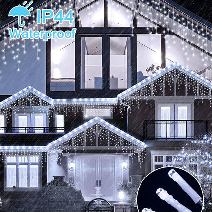 Icicle Christmas Lights Outdoor, 66ft 520 LED Icicle Lights for Outside, Plug in String Lights with 8 Modes Timer Waterproof for House Holiday Decor Wedding Christmas Decorations (White)