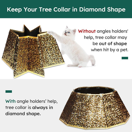 Sequin Christmas Tree Collar, Sparking Christmas Tree Base Cover, 26" D Foldable Dazzling Handcrafed Christmas Tree Ring for Christmas Tree Decoration (Gold Sequins, Diamond)