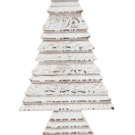 Rustic Mini Wooden Christmas Tree for Tabletop 8.7 inch, Handmade Distressed White My First Christmas Tree, Farmhouse Noel Christmas Decor, Winter Decor for Party Kitchen Halloween