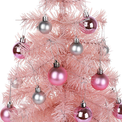 Tabletop Christmas Tree with Lights, Small Pink Christmas Tree Artificial Christmas Pine Tree for Home Kitchen Dining Table Decoration