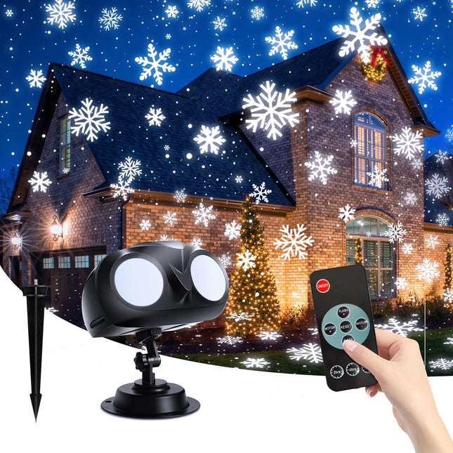 Trakxy Christmas Snowflake Projector Lights Outdoor Dynamic Owl Shape Rotating Snowfall LED Landscape Ceiling Light with Remote Control Timer for House Xmas Holiday Party Outside Decoration Projector