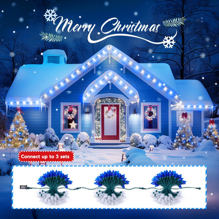 C9 LED Christmas String Lights - 82ft 100 LED Outdoor String Lights with Timer and 8 Lighting Modes, Plug in Extendable Roofline Lights String for Outside Yard Porch Christmas Holiday Decoration