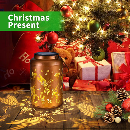 Hummingbird Solar Lanterns Outdoor Waterproof Hanging Solar Lights Metal Decor Lantern LED Light Christmas Decorative for Garden,Patio,Yard,Lawn,Backyard,Front,Porch as Holiday s for Women Mom
