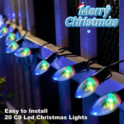 Christmas Pathway Lights Outdoor, 24.2FT 20 C9 LED Christmas String Lights with Stakes, Waterproof Connectable Walkway String Lights for Outside Yard Sidewalk Driveway Christmas Decorations