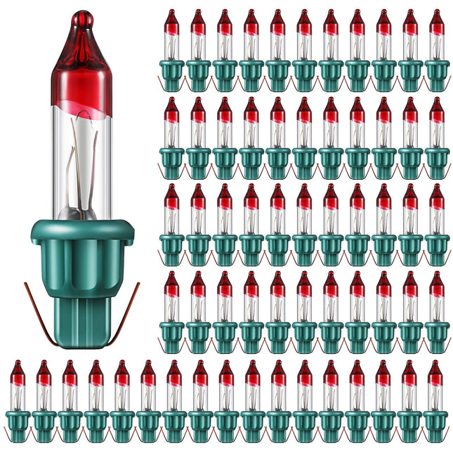Riakrum 100 Pcs Christmas Replacement Mini Light Bulbs Bulk 0.17A Bulb Flasher Christmas Replacement Bulb Christmas Tree Incandescent Light Bulb Mini String Light Bulb (with Base,2.5V 0.425W)