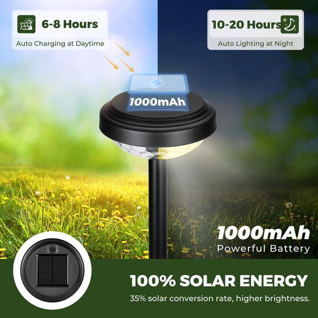 Kingsyard 8 Pack Solar Pathway Lights Outdoor Waterproof IP67, Bright Color Changing & Warm White LED Solar Lights for Outside Garden Yard Landscape Path Christmas Walkway Decor