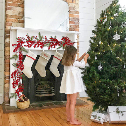 DearHouse 6FT Red Berry Christmas Garland with Spruce Branches Berry Garland, Winter Greenery Garland for Holiday Mantel Fireplace Table Runner Centerpiece Year Decoration