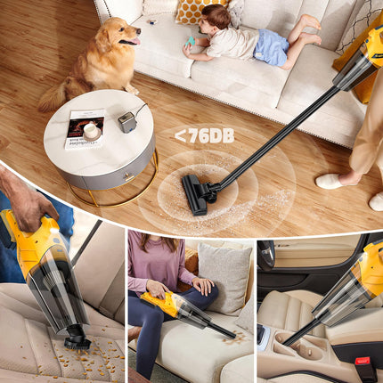 Cordless Vacuum Cleaner For Dewalt 20V Battery: 6 In 1 Lightweight Handheld Vacuum With 2 Mode Suction150W Motor, 14 Kpa Stick Cordless Vacuum For Hardwood Floor Car Pet Hair Cleaning No Battery