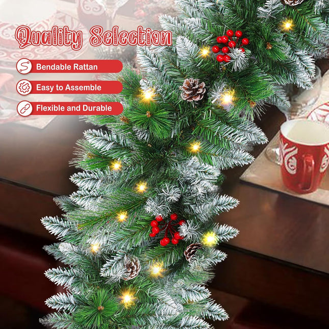 Christmas Garland,Christmas Garland with Lights,2.7M/ 9FT Christmas Garland for Mantle for Home Stairs Fireplace Front Porch Door Display Indoor Outdoor Christmas Decor