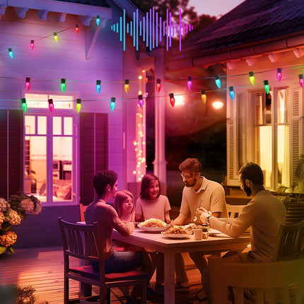 Minetom C9 LED Christmas Lights Outdoor, 150 LED RGB Smart Christmas Tree Lights with Music Sync APP Controlled, Waterproof Connectable C9 String Lights for Indoor House Party Patio Garden Decor
