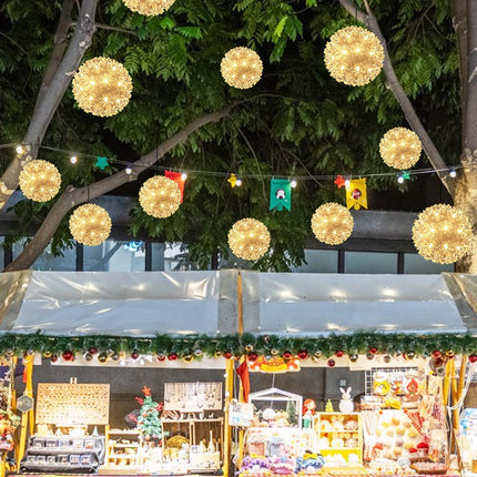 Christmas Lights Ball 5.5" Sparkling Outdoor Hanging Sphere Lights Twinkling Lights 50 LED Starlight Sphere Soft Twinke Christmas Sphere Lights for Tree Porch Decorations, Warm White - Twinkling
