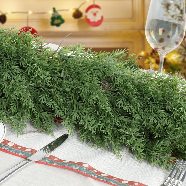 6 Ft Real Touch Christmas Garland,Thick and Lush，Soft Bendable, Lifelike Cedar Garland Realistic, Garlands for Decoration Christmas，Christmas Garland for Mantle,Thanksgiving Christmas Decorations