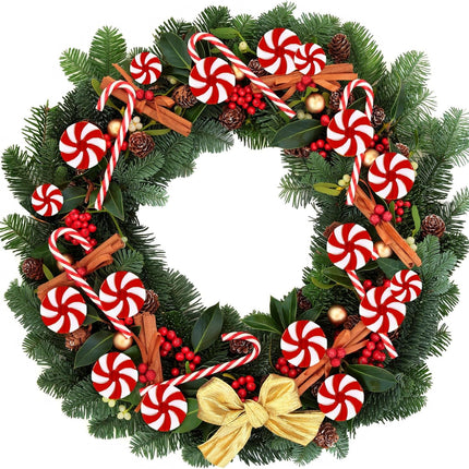 WILLBOND 48 Pcs Christmas Candy Canes Ornament Candy Swirl Garland Plastic Candy Tree Decoration Fake Candy Hanging Ornament with Crystal Wire for Xmas Party Christmas Home Decor (Red and White)