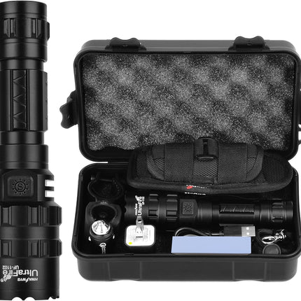ULTRAFIRE High Lumens Rechargeable Flashlight with Holster, UFB26 and Car Charger Included -1000 Lumens, 5modes, IPX 65 Water-Resistant LED Torch Light for Emergency UF-1102