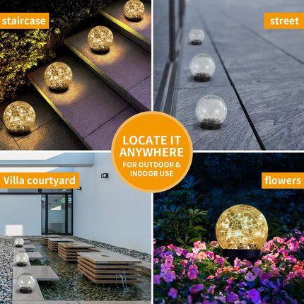 Outdoor Decor Solar Lights Garden Lights Solar Globe Lights Solar Balls for Garden Pathway Lights Solar Garden Decor 3 Pack for Decorations Lawn (Medium 3 Pack, Warm White-3)
