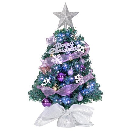 24In Tabletop Christmas Tree, Mini Christmas Tree with DIY Ornaments 35 LED Lights Star Treetopper, Small Xmas Artificial Tree for Holiday Indoor Christmas Decoration (Purple)