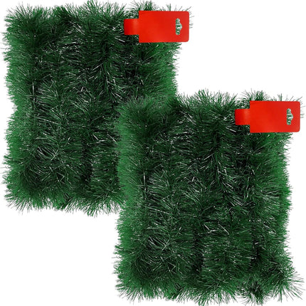 TURNMEON 2 Pack Total 66 Foot Christmas Garlands Greenery Decorations, Each 33 Ft Artificial Soft Green Pine Xmas Garland for Stairs Mantle Fireplace Christmas Decoration Outdoor Indoor Home Holiday