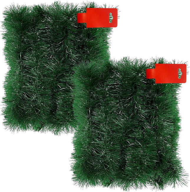 TURNMEON 2 Pack Total 66 Foot Christmas Garlands Greenery Decorations, Each 33 Ft Artificial Soft Green Pine Xmas Garland for Stairs Mantle Fireplace Christmas Decoration Outdoor Indoor Home Holiday
