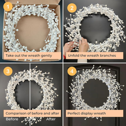 Pearl White Pip Berry Wreath for Front Door, 20 Inch Winter Wreaths Wall Hanging Outdoor, Farmhouse, Porch, for Spring Summer Fall All Seasons Holiday Halloween Christmas Decorations.