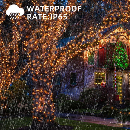 33FT 100LED Christmas String Lights,Battery Christmas Music Light Waterproof,Motion Sensor Christmas Lights with 6 Modes for Indoor Outdoor Yard Patio Garden Xmas Tree Decor