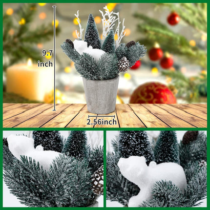 SUPREME XMAS 2 PCS Mini Christmas Tree, Christmas Table Centerpieces Decorations Artificial Small Christmas Tree with Ornaments for Indoor Home Thanksgiving Xmas Holiday Party Tabletop Decor