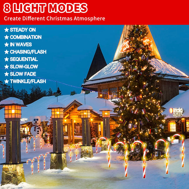 Christmas Decorations 12 Pack 22" Candy Cane Lights with 8 Modes,Christmas Outdoor Decorations Outside for Yard/Garden/Lawn/Tree/Pathway/Patio/Holiday Decor,Christmas Lights Outdoor Waterproof