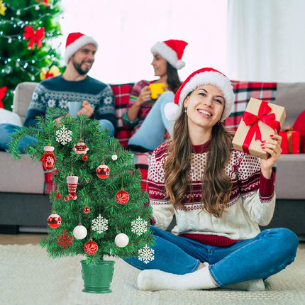 CCINEE 2Ft Artificial Christmas Tree, Green Mini Bendable Tabletop Hinged Christmas Tree with Plastic Stand 120 Branch Tips for Xmas Party Supplies Home Indoor Decoration