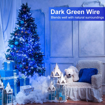 66ft 200 LED Christmas Lights Outdoor, String Lights with 8 Modes Waterproof, Plug in Fairy Tree Lights Green Wire for Indoor House Garden Wedding Holiday Decorations, Blue