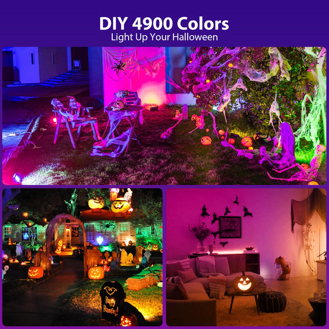 Olafus 50W RGB LED Flood Light Outdoor, Halloween Lights Color Changing Party Lights with Remote, DIY Mode Stage Lights Uplights for Events, IP66 Waterproof Spotlights for Halloween Christmas, 2 Pack