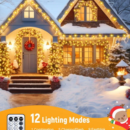 Brightown Christmas Tree Lights Outdoor Cluster Lights - 2000 LED 100 Ft Christmas Firecrackers String Lights, 12 Modes Timer Remote Waterproof Plug in Twinkle Fairy Lights for Xmas Tree Garland Party