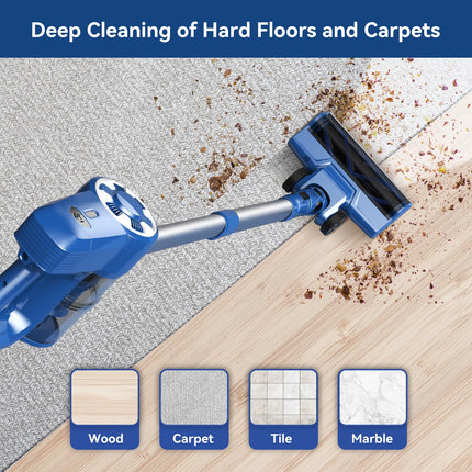 Uniqus Vacuum Cleaners For Home, Lightweight Cordless Vacuum With 2200 Mah Battery, 40 Mins Runtime, Rechargeable Stick Vacuum For Carpet Hardwood Floor