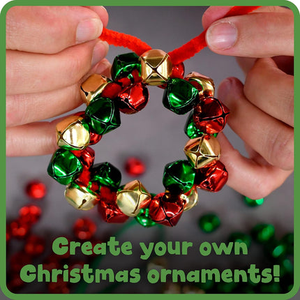 READY 2 LEARN Christmas Crafts - Create Your Own Jingle Bell Wreath Ornaments - Set of 4 - DIY Ornaments for Kids - Christmas Tree Decoration - All Materials Included