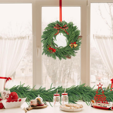 Norfolk Pine Garland, Realistic Christmas Garland, Dense Real Touch Norfolk Pine Garland Faux Cedar Garland Artificial Realistic Greenery Christmas Garland for Mantle Fireplace Table Wall