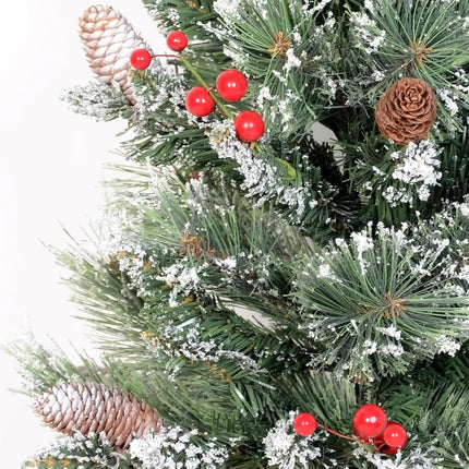 2ft Mini Christmas Tree with a Burlap Base, Unlit Artificial Small Tabletop Christmas Tree, Cashmere Snowy Table Fake Xmas Trees with a Cloth Bag Base, Green, Snow