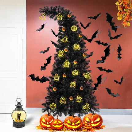 BDL 6.5ft Artificial Black Christmas Tree Outdoor Bendable Black Christmas Tree Halloween Tree for Home, Office, Outdoor, Indoor Decor