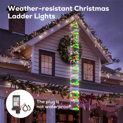 Christmas Ladder Lights with Remote, 10FT Christmas Twinkle Lights with Santa Claus, 8 Modes Triangle Ladder Lights, Christmas Decoration Lights for Indoor, Outdoor, Window, Wall, Xmas Decor