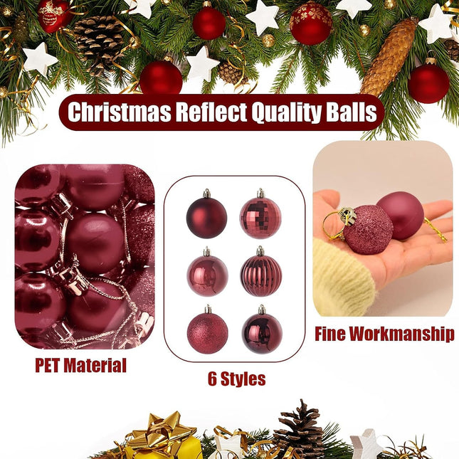 Christmas Ball Ornaments 36Pcs - 1.2'' Small Hanging Ornaments for Xmas Tree Decoration Bulk, Shatterproof Decorative Hanging Baubles for Party Holiday Wreath Garland Home Décor