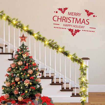 6.4FT Christmas Garland Decorations with Led & Star Lights, Faux Spruce Evergreen Garland Prelit Garland Indoor Christmas Decor with Silver Jingle BellsMantel Garland for Xmas Eve Fireplace Stairs