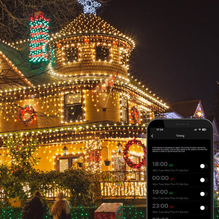 Brightown Smart Icicle Lights for Outside, 33Ft 304 LED RGB Smart Christmas Lights with 58 Preset Modes, App or Remote Control, Music Sync, Memory and Timer Function for Indoor/Outdoor Use