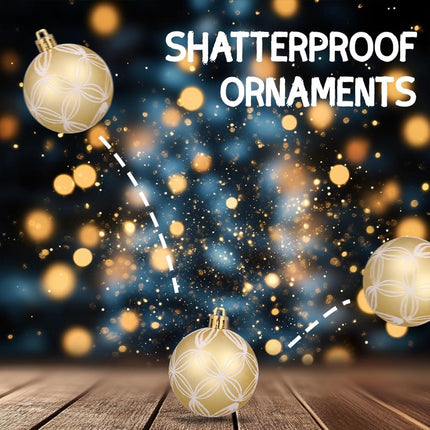 30ct 2.36 Inch Christmas Ball Ornaments, White and Gold Shatterproof Christmas Tree Decorations Balls Ornaments Set, Elegant Hanging Ornament for Xmas Tree Holiday Decor
