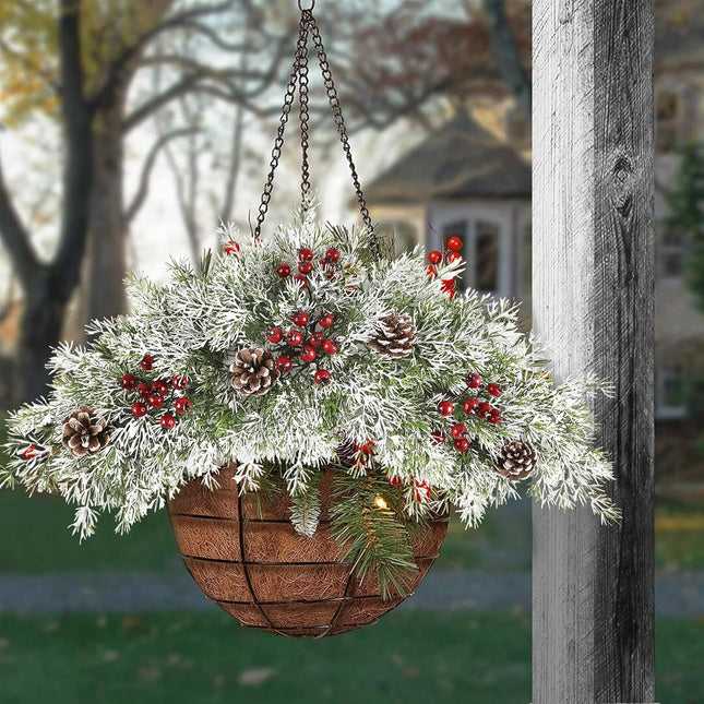 HiiARug 26 inch Christmas Decorative Swag Artificial Christmas Mailbox Swag Pine Branch Red Berry Front Door Winter Decor for Xmas Holiday Outdoor Porch Door Patio Decor