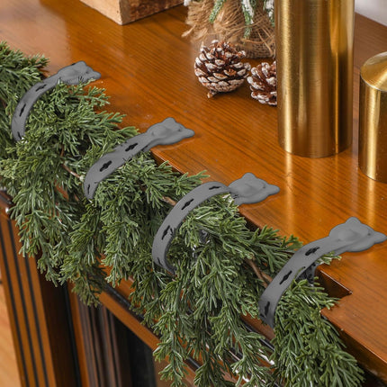 Suzile 12 Pcs Christmas Garland Hanger Gray Gray Garland Ties for Mantle Stretchable Reusable Garland Hooks for Xmas Garland Wreath Front Porch Fireplace Christmas Decoration