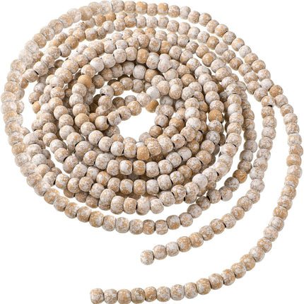 16 Feet Christmas Wood Bead Garland Wooden Bead Garland for Christmas Tree Holiday Decoration (Retro White)